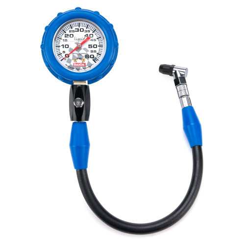 Tire Pressure Gauge - 0-60 psi - Analog - 2-1/2 in Diameter - Liquid Filled - White Face - 1 lb Increments - Each