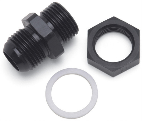 Fitting - Bulkhead - Straight - 12 AN Male to 12 AN Male Bulkhead - Nut / PTFE Washer Included - Aluminum - Black Anodized - Each