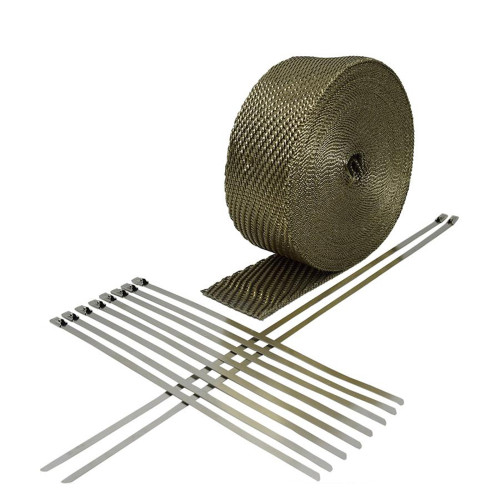 Exhaust Wrap Kit - Lava Heatshield - 2 in Wide - 50 ft Roll - 1200 Degrees - Basalt - Stainless Locking Ties - Kit