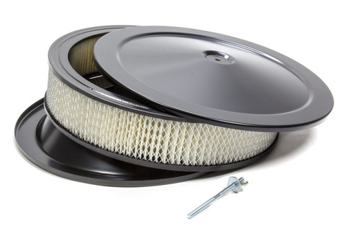 Air Cleaner Assembly - High Dome - 14 in Round - 3 in Element - 5-1/8 in Carb Flange - 1 in Drop Base - Steel - Black Paint - Kit