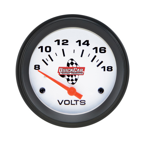 Voltmeter - 8-18V - Electric - Analog - 2-5/8 in Diameter - Silver Face - Each