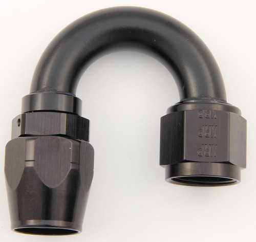 Fitting - Hose End - 180 Degree - 6 AN Hose to 6 AN Female - Double Swivel - Aluminum - Black Anodized - Each