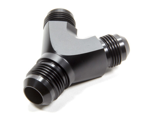 Fitting - Y Block - 10 AN Male Inlet - Dual 8 AN Male Outlets - Aluminum - Black Anodized - Each Fitting - Y Block - 10 AN Male Inlet - Dual 8 AN Male Outlets - Aluminum - Black Anodized - Each