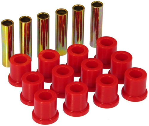 Spring Shackle Bushing - Rear - Polyurethane / Steel - Red / Cadmium - Ford Fullsize Truck 1973-81 - Kit