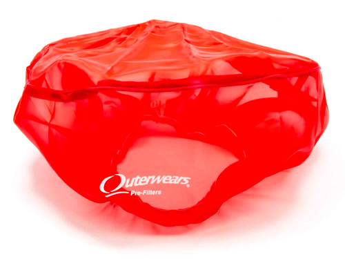Air Filter Wrap - Pre Filter - Round - 14 in Diameter - 6 in Tall - Top - Outerwears Logo - Polyester - Red - Each