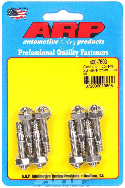 Valve Cover Fastener - Stud - 1/4-20 in Thread - 1.500 in Long - Hex Nuts - Stainless - Polished - Set of 8