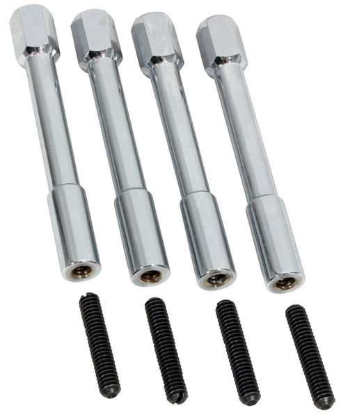 Valve Cover Fastener - Stud - 1/4-20 in Thread - 1.170 in Long - Hex Nuts - 3.875 in Long - Steel - Chrome - Set of 4