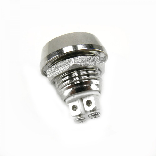Push Button Switch - Momentary - 12V - Spade Terminals - Aluminum - Natural - Each