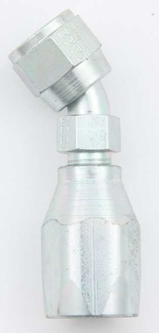 Fitting - Hose End - AQP High Pressure - 45 Degree - 6 AN Hose to 9/16-18 in Female - Steel - Natural - Each