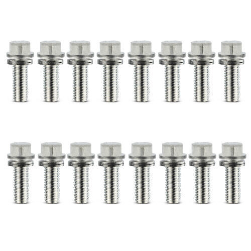 Header Bolt - Locking - 3/8-16 in Thread - 0.75 in Long - Hex Head - Steel - Nickel Plated - Set of 16