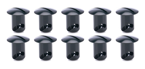 Quick Turn Fastener - Oval Head - Slotted - 7/16 x 0.450 in Body - Aluminum - Black Anodized - Set of 10