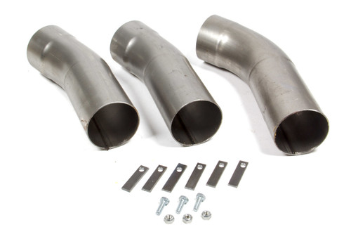 Exhaust Pipe Bend Kit - 3 in Diameter - One End Expanded - Mandrel - One 45 Degree / Two 20 Degree - 18 Gauge - Steel - Natural - Kit
