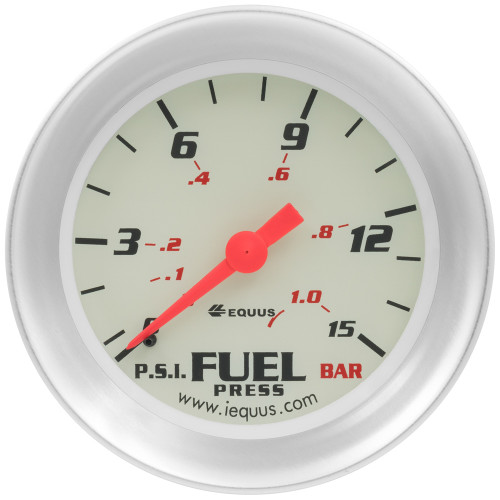 Fuel Pressure Gauge - 8000 Performance Series - 0-15 psi - Mechanical - Analog - Full Sweep - 2-5/8 in Diameter - White Face - Each