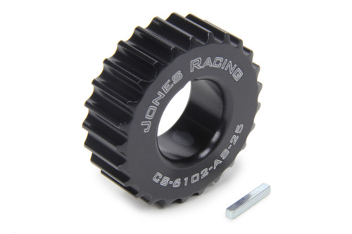 Crankshaft Pulley - HTD - 25 Tooth - 0.83 in Wide - 1-1/8 in Mandrel - 1/8 in Keyway - Aluminum - Black Anodized - Universal - Each