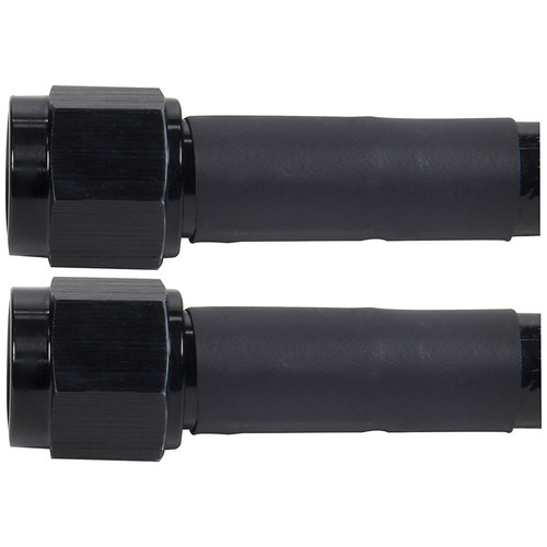 AN Hose Assembly - 36 in Long - 6 AN Hose - 6 AN Straight to 6 AN Straight Female - Braided Stainless - Black Plastic Coated - PTFE - Black Fittings - Each