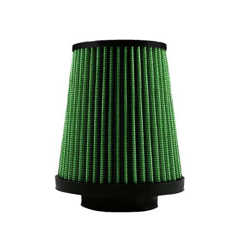 Air Filter Element - Clamp-On - Conical - 5.5 in Diameter Base - 4 in Diameter Top - 6 in Tall - 3 in Flange - Reusable Cotton - Green - Universal - Each