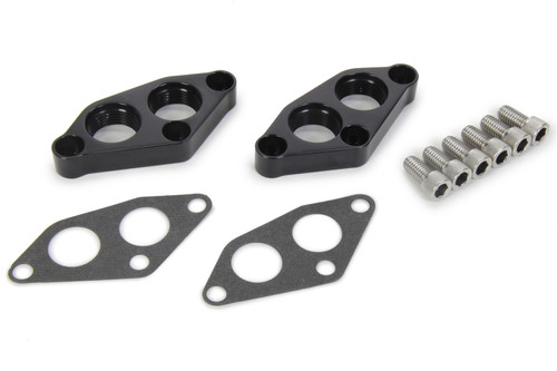 Water Pump Adapter - Standard to Remote - 12 AN Female Ports - Aluminum - Black Anodized - Mopar B / RB-Series / 426 Hemi - Pair