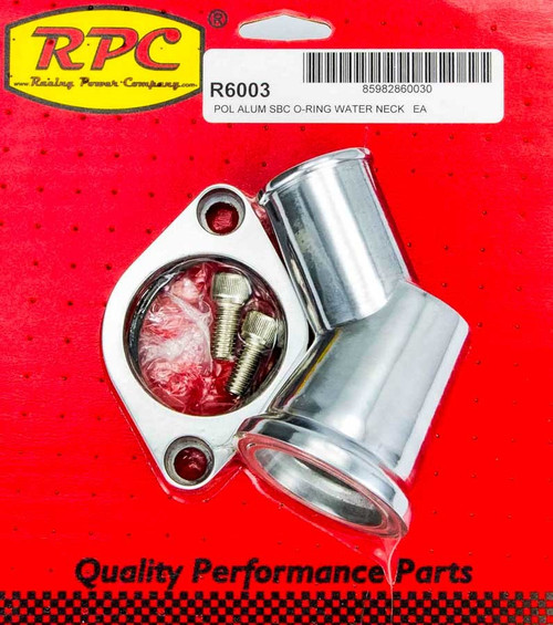 Water Neck - 45 Degree - 1-1/2 in ID Hose - Swivel - O-Ring - Aluminum - Polished - Chevy V8 - Each