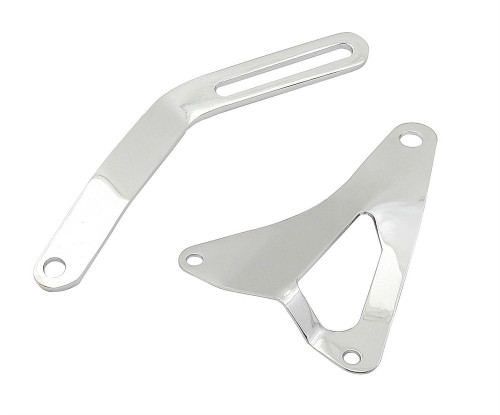 Alternator Bracket - Driver Side - Mid Mount - Head Mount - OEM Style - Steel - Chrome - Small Block Ford - Kit