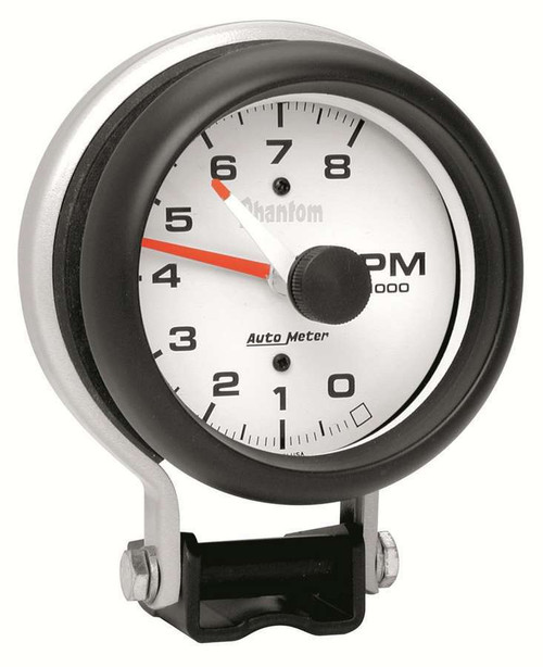 Tachometer - Phantom - 8000 RPM - Electric - Analog - 3-3/4 in Diameter - Pedestal Mount - White Face - Each