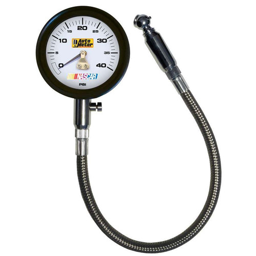 Tire Pressure Gauge - 0-40 psi - Analog - 2-1/4 in Diameter - White Face - 1 lb Increments - Gray Case - Each
