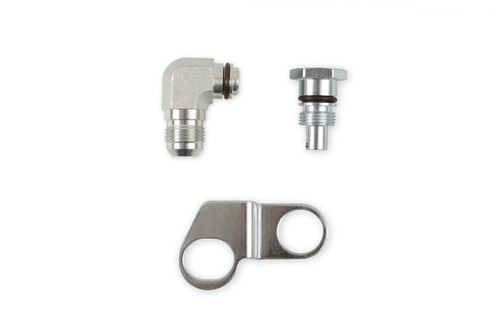 Fitting - Adapter - Straight - 10 AN Male Reservoir - 5/8 in Hose Barb - Flow Valve / Retaining Bracket - Steel - Natural - Kit