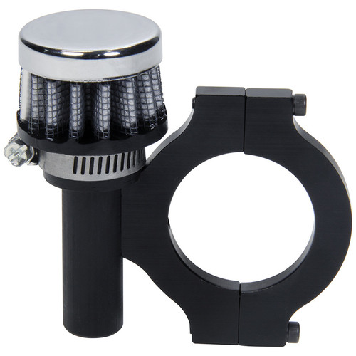 Breather - Clamp-On - Round - 5/8 in OD Tube - 1-1/2 in Tube Mount Bracket Included - Steel / Rubber - Chrome / Black - Kit