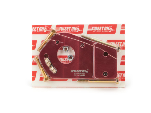 Power Steering Pump Bracket - Transmission Mount - Aluminum - Red Anodized - Small Block Chevy - Each