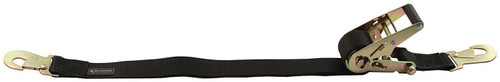 Ratchet Tie Down - 2 in Wide - 8 ft Long - 1660 lb Capacity - Flat Snap Hooks - Nylon Webbing - Black - Each
