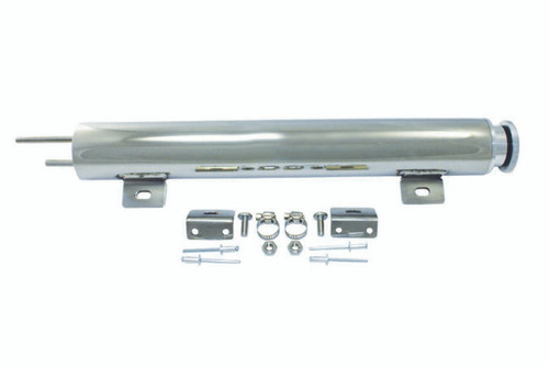 Overflow Tank - 26 oz - 17 in Tall - 2 in Diameter - 1/4 in Hose Barb Inlet - 1/4 in Hose Barb Outlet - Stainless - Polished - Each