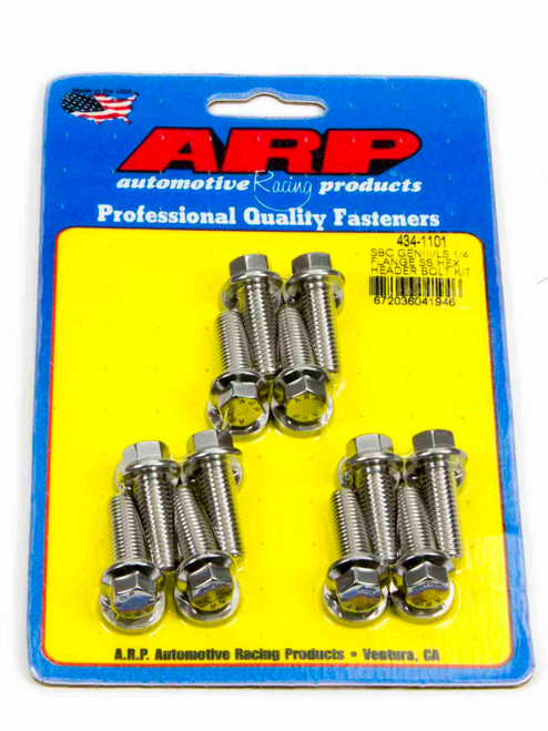 Header Bolt - 8 mm x 1.25 Thread - 0.984 in Long - Hex Head - Stainless - Polished - GM LS-Series - Set of 12 Header Bolt - 8 mm x 1.25 Thread - 0.984 in Long - Hex Head - Stainless - Polished - GM LS-Series - Set of 12