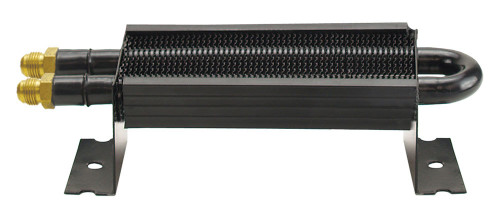 Fluid Cooler - 7000 Series - 2 Pass - 8.875 x 2.625 x 1.75 in - Tube Type - 6 AN Male Inlet / Outlet - Aluminum / Copper - Black Powder Coat - Universal - Each