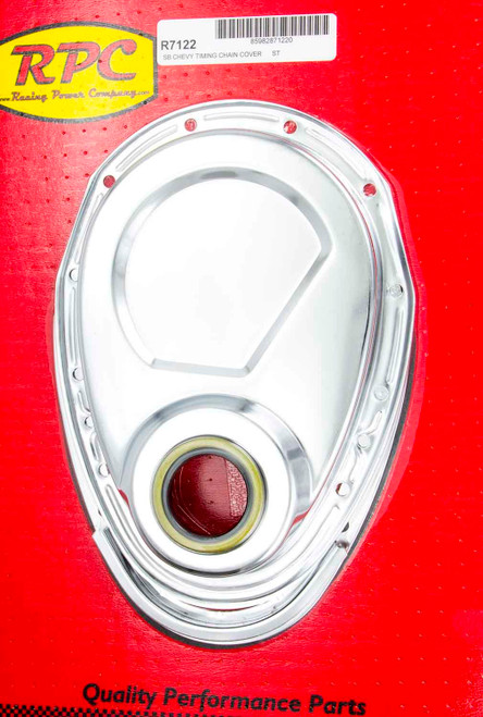 Timing Cover - 2-Piece - Gaskets / Hardware / Seal Included - Steel - Chrome - Small Block Chevy - Each Timing Cover - 2-Piece - Gaskets / Hardware / Seal Included - Steel - Chrome - Small Block Chevy - Each