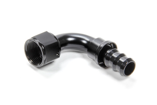Fitting - Hose End - 90 Degree - 12 AN Hose Barb to 12 AN Female - Aluminum - Black Anodized - Each