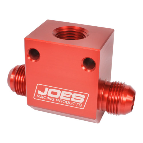 Fitting - Adapter Tee - 12 AN Male x 12 AN Male x 1/2 in NPT Female - Aluminum - Red Anodized - Each