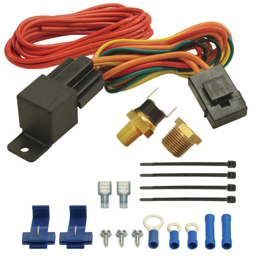 Fan Controller - 190 Degree F On - 175 Degree F Off - 1/8 in NPT Temperature Sensor - 3/8 in NPT Bushing - Harness - 25 amps Relay - Kit
