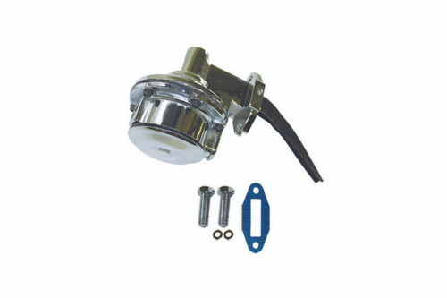 Fuel Pump - Mechanical - 80 gph - 8 psi - 1/4 in NPT Female Inlet / Outlet - Aluminum - Chrome - Gas - Oldsmobile V8 - Each