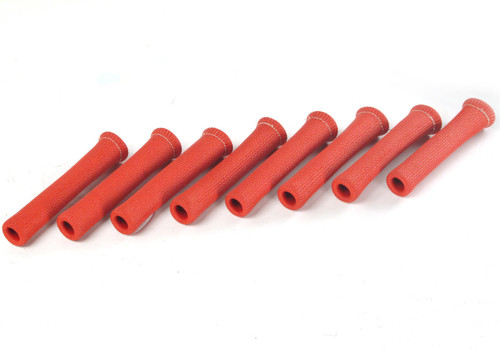 Spark Plug Boot Sleeve - Protect-A-Boot - 6 in Long - Braided Fiberglass - Red - Set of 8