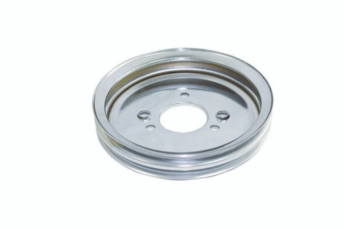 Crankshaft Pulley - V-Belt - 2 Groove - 7.594 in Diameter - Steel - Chrome - Short Water Pump - Big Block Chevy - Each