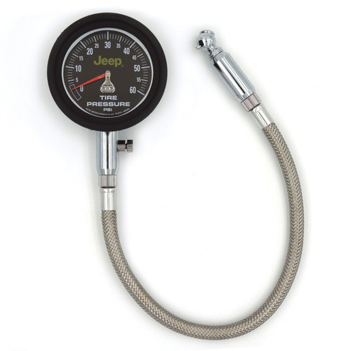 Tire Pressure Gauge - Jeep - 0-60 psi - Analog - 2-1/4 in Diameter - Black Face - 1 lb Increments - Each