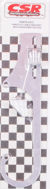 Throttle Cable Bracket - Carb Mount - Kickdown - Aluminum - Clear Anodized - GM Cable - Square Bore - Each