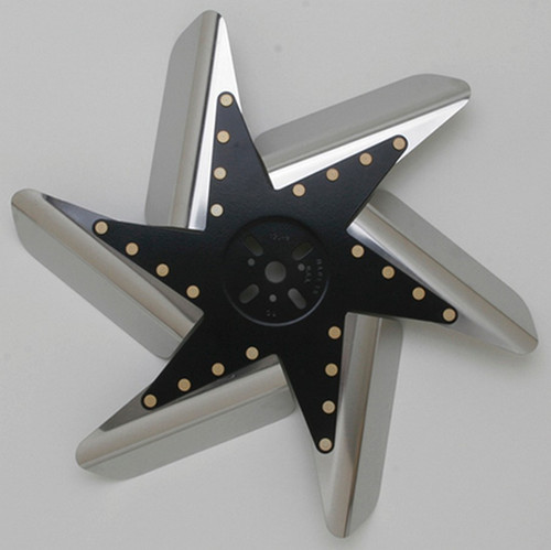 Mechanical Cooling Fan - Turbo Flex - 17 in Fan - 6 Blade - 5/8 in Pilot - Universal Bolt Pattern - Steel Hub / Stainless Blades - Polished / Black Center - Each Mechanical Cooling Fan - Turbo Flex - 17 in Fan - 6 Blade - 5/8 in Pilot - Universal Bolt Pattern - Steel Hub / Stainless Blades - Polished / Black Center - Each