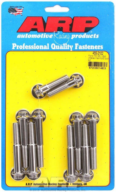 Intake Manifold Bolt Kit - 12 Point Head - Stainless - Polished - Ford FE-Series - Kit Intake Manifold Bolt Kit - 12 Point Head - Stainless - Polished - Ford FE-Series - Kit