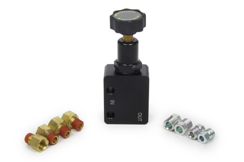 Proportioning Valve - 1/8 in NPT Female Inlet - 1/8 in NPT Female Outlet - Knob Type - Aluminum - Black Anodized - Each