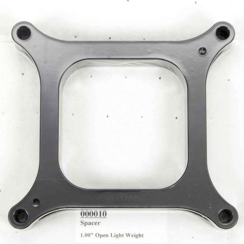 Carburetor Spacer - Lightweight - 1 in Thick - Open - Square Bore - Aluminum - Black Anodized - Each