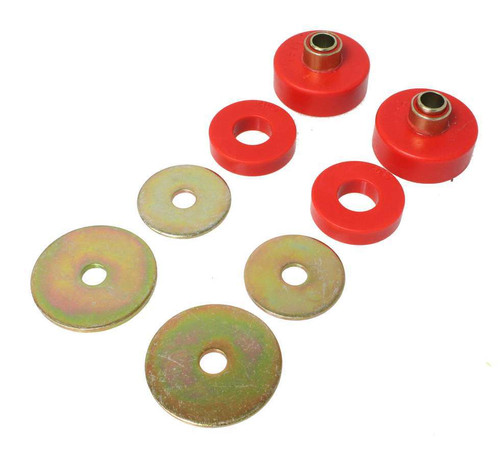 Isolator Bushing - Hyper-Flex - 0.5 in ID - 2.5 in OD - Fits 0.875 in Hole - Polyurethane / Steel - Red / Cadmium - Pair