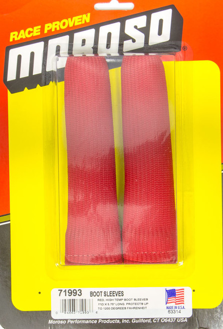 Spark Plug Boot Sleeve - 1 in ID x 5-1/2 in Long - High Temperature - Braided Fiberglass - Red - Pair