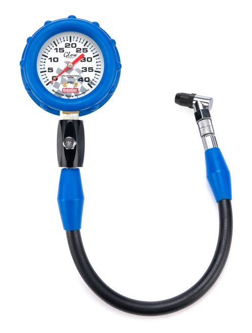 Tire Pressure Gauge - 0-40 psi - Analog - 2-1/2 in Diameter - White Face - 1 lb Increments - Each