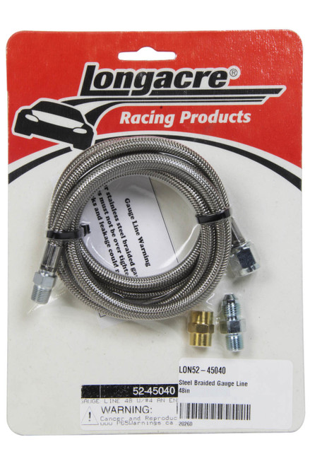 Gauge Line Kit - 4 AN - 48 in Long - 4 AN Female to 1/8 in NPT Male - Fittings Included - PTFE - Braided Stainless - Mechanical Pressure Gauges - Kit Gauge Line Kit - 4 AN - 48 in Long - 4 AN Female to 1/8 in NPT Male - Fittings Included - PTFE - Braided Stainless - Mechanical Pressure Gauges - Kit