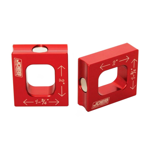 Setup Blocks - Short - 1-3/4 or 2 in - Magnetic Base - Aluminum - Red Anodized - Pair